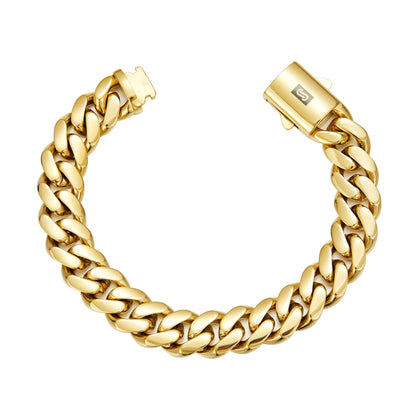 Esclava estilo monaco cubana con chapado de oro PVD de 14K