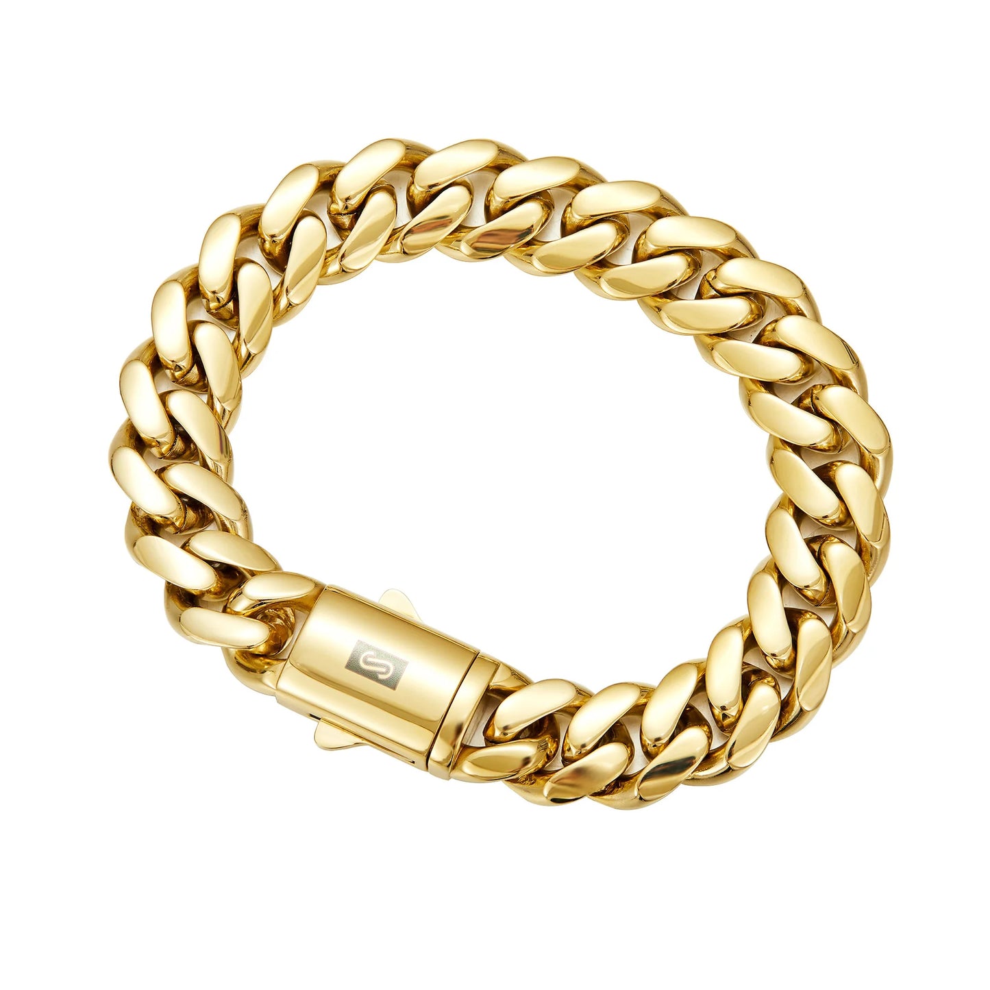 Esclava estilo monaco cubana con chapado de oro PVD de 14K