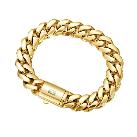 Esclava estilo monaco cubana con chapado de oro PVD de 14K